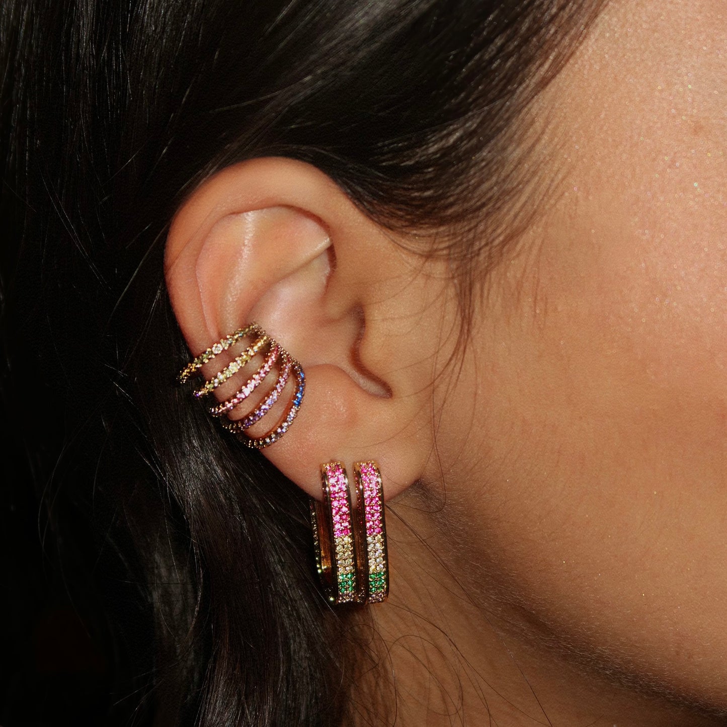 Earcuff Lily multicolor gold