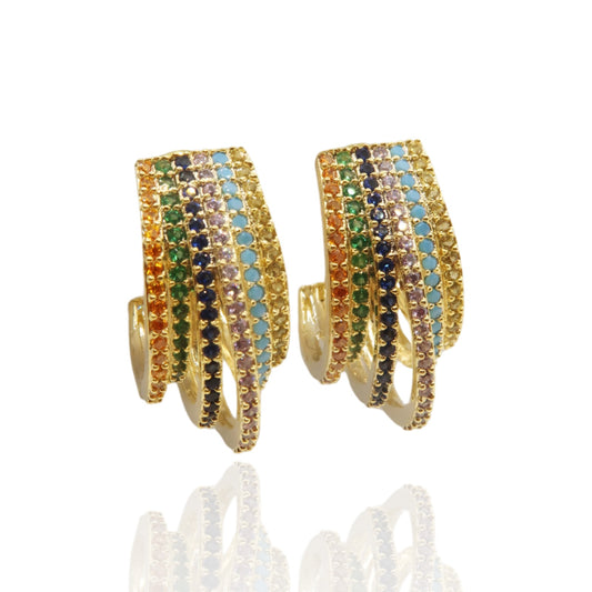 Boucles d'oreilles Amber mini gold & multicolor