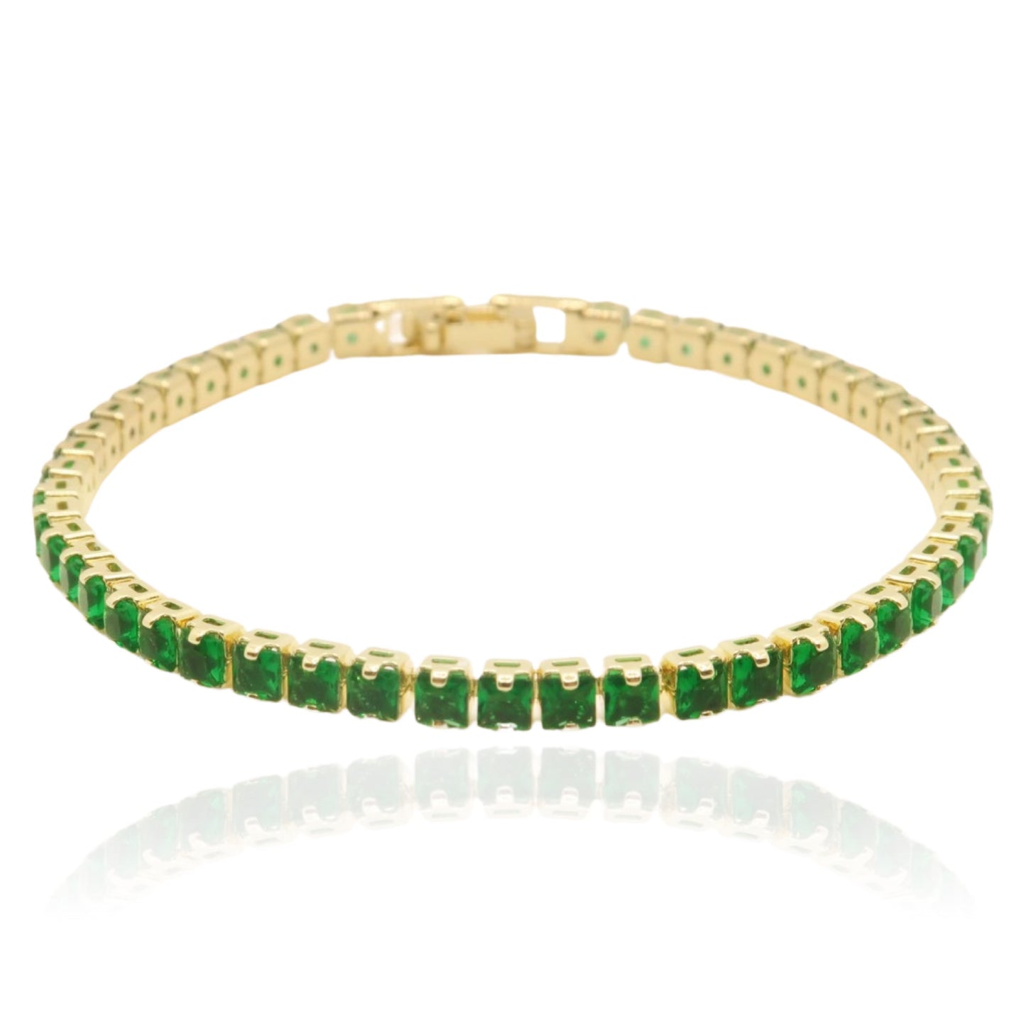 Bracelet Gia rivière gold & green